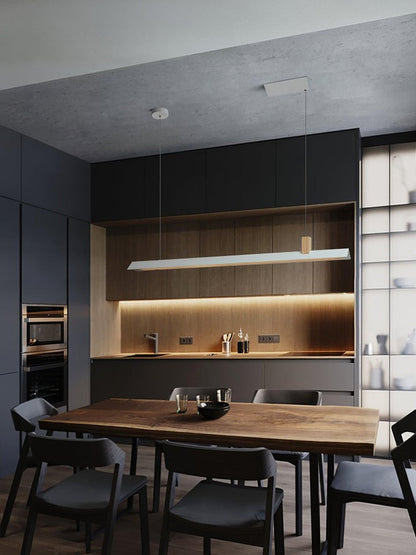 Loft-Style Linear Wood & Metal LED Pendant Light