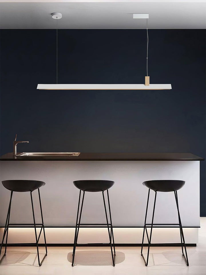 Loft-Style Linear Wood & Metal LED Pendant Light