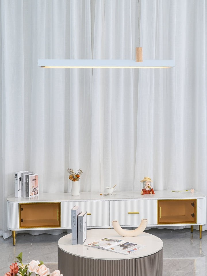 Loft-Style Linear Wood & Metal LED Pendant Light