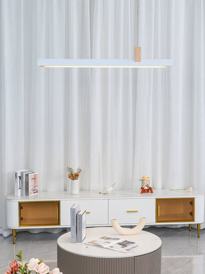 Loft-Style Linear Wood & Metal LED Pendant Light