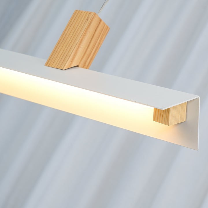 Loft-Style Linear Wood & Metal LED Pendant Light