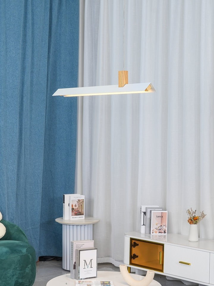 Loft-Style Linear Wood & Metal LED Pendant Light