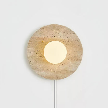 Lunar Travertine Plug-In Wall Sconce