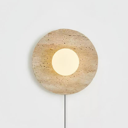 Lunar Travertine Plug-In Wall Sconce