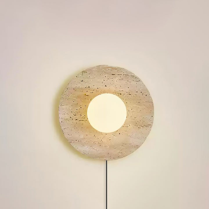 Lunar Travertine Plug-In Wall Sconce