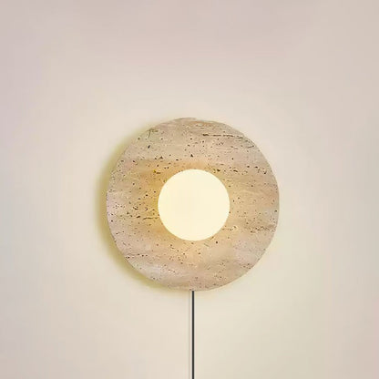 Lunar Travertine Plug-In Wall Sconce