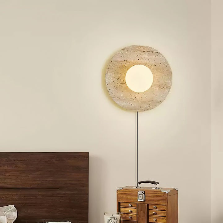 Lunar Travertine Plug-In Wall Sconce