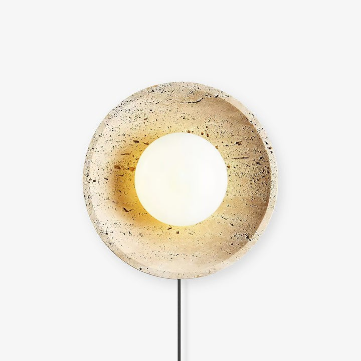 Lunar Travertine Plug-In Wall Sconce