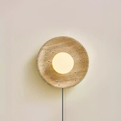 Lunar Travertine Plug-In Wall Sconce