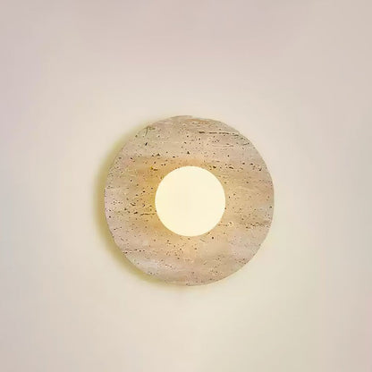 Lunar Travertine Plug-In Wall Sconce