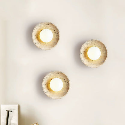 Lunar Travertine Plug-In Wall Sconce