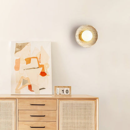 Lunar Travertine Plug-In Wall Sconce