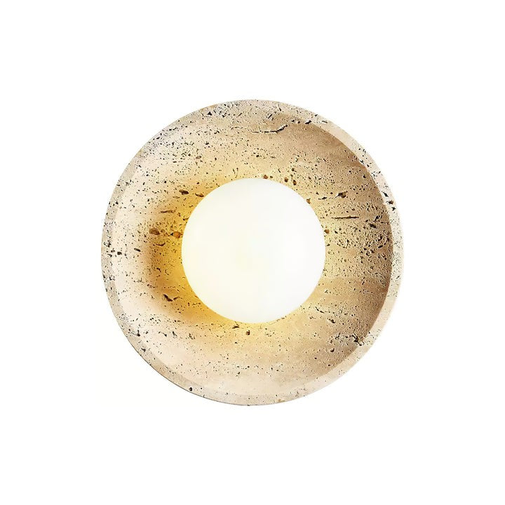 Lunar Travertine Plug-In Wall Sconce