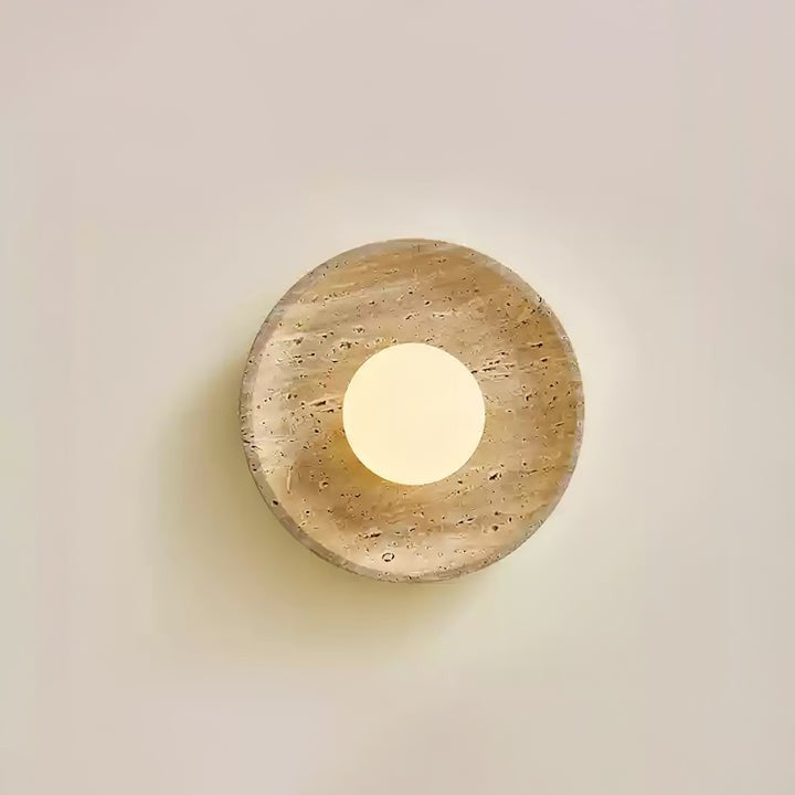 Lunar Travertine Plug-In Wall Sconce