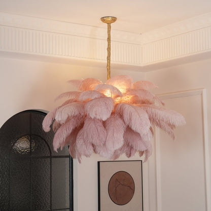 Luxury Ostrich Feather Chandelier Lighting Fixture