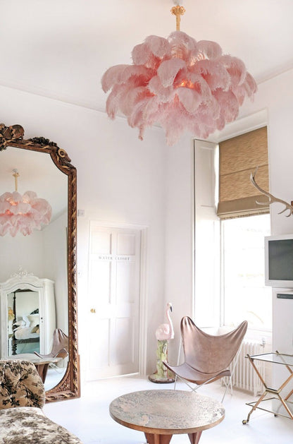 Luxury Ostrich Feather Chandelier Lighting Fixture