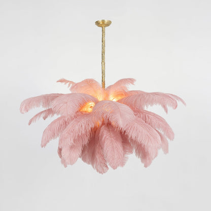 Luxury Ostrich Feather Chandelier Lighting Fixture