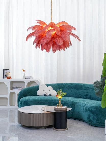 Luxury Ostrich Feather Chandelier Lighting Fixture