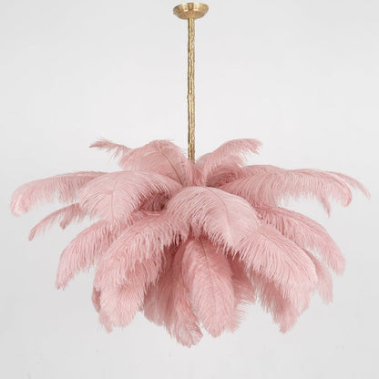 Luxury Ostrich Feather Chandelier Lighting Fixture