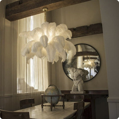 Luxury Ostrich Feather Chandelier Lighting Fixture