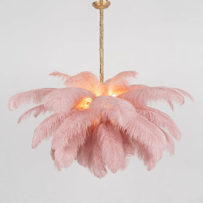 Luxury Ostrich Feather Chandelier Lighting Fixture