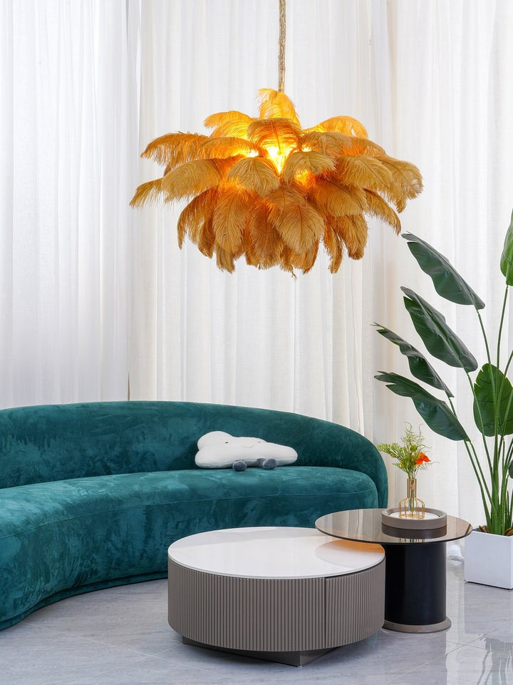 Luxury Ostrich Feather Chandelier Lighting Fixture