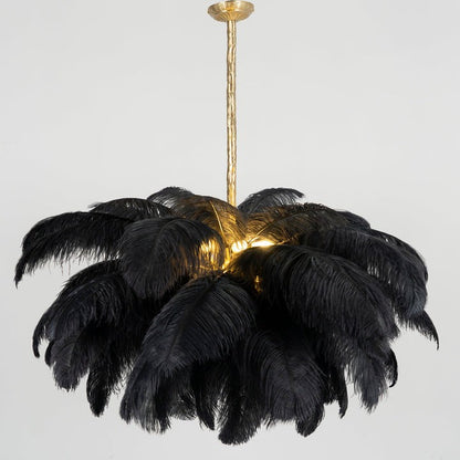 Luxury Ostrich Feather Chandelier Lighting Fixture