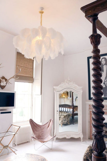 Luxury Ostrich Feather Chandelier Lighting Fixture