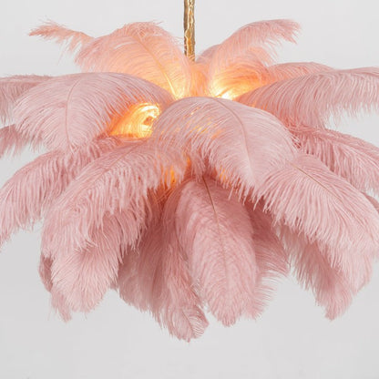Luxury Ostrich Feather Chandelier Lighting Fixture