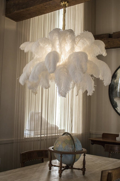 Luxury Ostrich Feather Chandelier Lighting Fixture