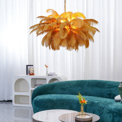 Luxury Ostrich Feather Chandelier Lighting Fixture