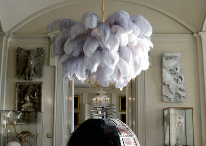 Luxury Ostrich Feather Chandelier Lighting Fixture