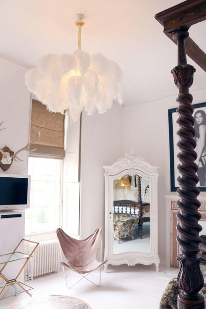 Luxury Ostrich Feather Chandelier Lighting Fixture