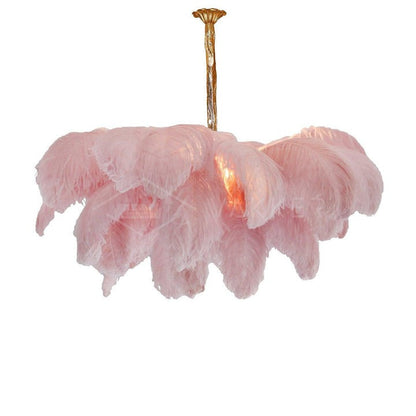 Luxury Ostrich Feather Chandelier Lighting Fixture