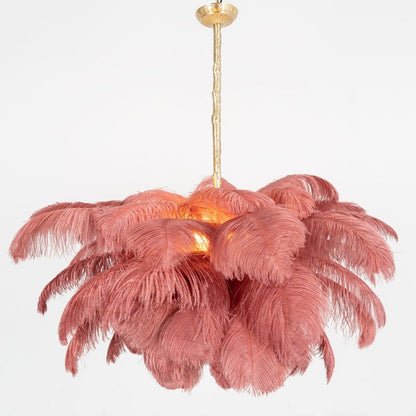 Luxury Ostrich Feather Chandelier Lighting Fixture