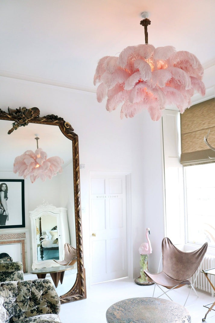 Luxury Ostrich Feather Chandelier Lighting Fixture