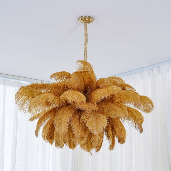 Luxury Ostrich Feather Chandelier Lighting Fixture