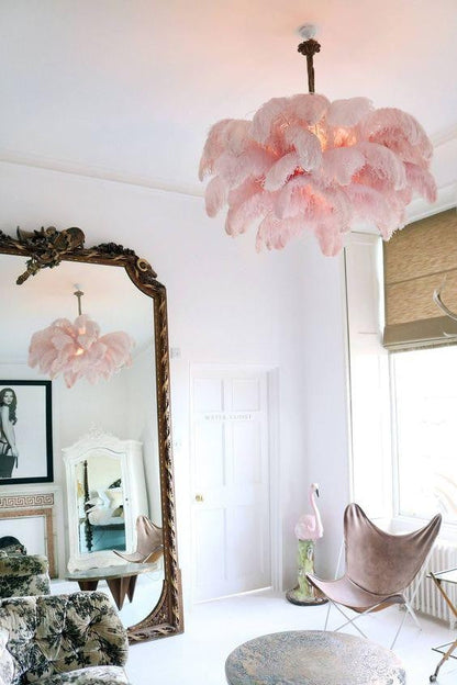Luxury Ostrich Feather Chandelier Lighting Fixture