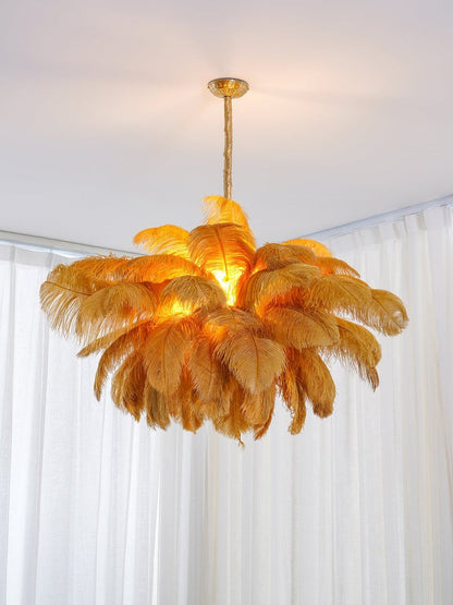 Luxury Ostrich Feather Chandelier Lighting Fixture