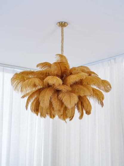 Luxury Ostrich Feather Chandelier Lighting Fixture