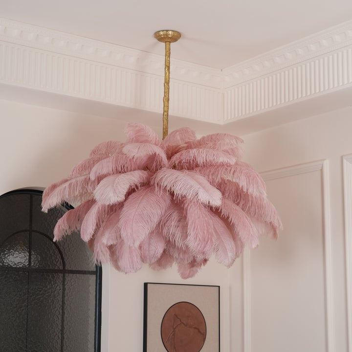 Luxury Ostrich Feather Chandelier Lighting Fixture