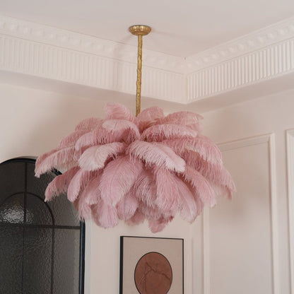 Luxury Ostrich Feather Chandelier Lighting Fixture