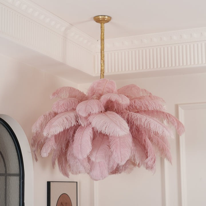 Luxury Ostrich Feather Chandelier Lighting Fixture