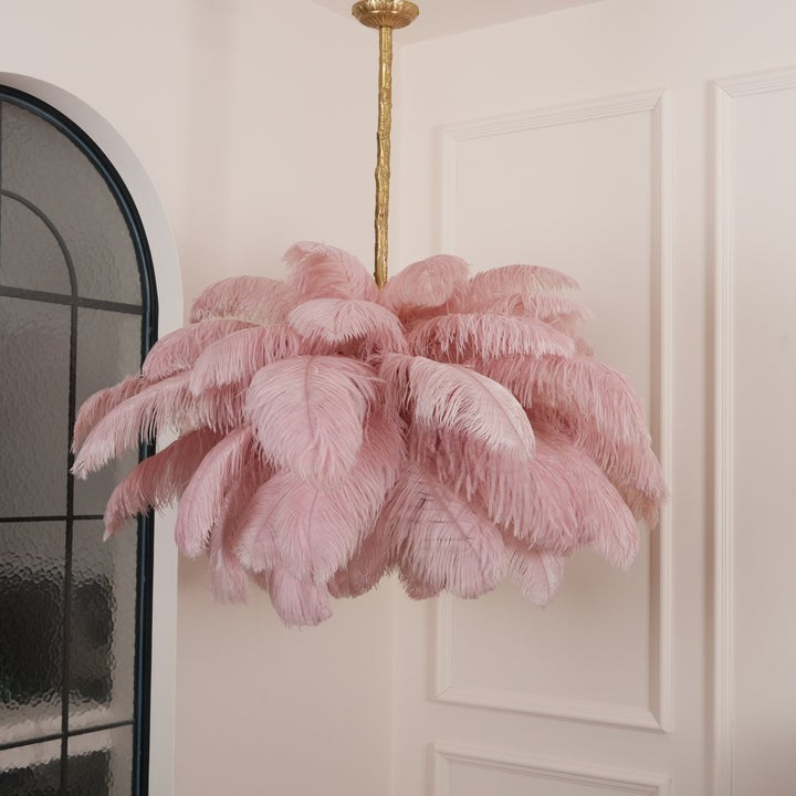 Luxury Ostrich Feather Chandelier Lighting Fixture