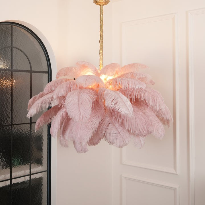 Luxury Ostrich Feather Chandelier Lighting Fixture