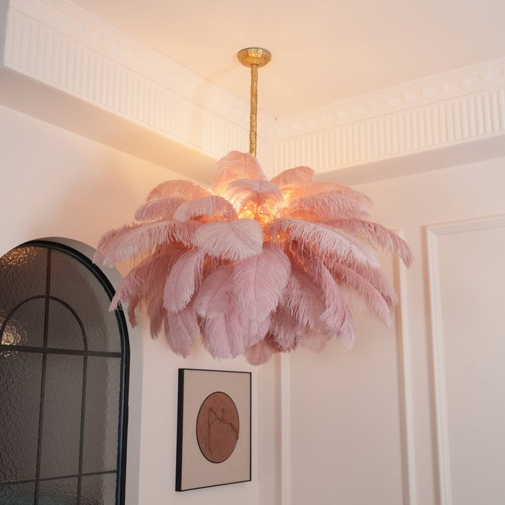 Luxury Ostrich Feather Chandelier Lighting Fixture