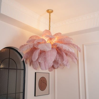 Luxury Ostrich Feather Chandelier Lighting Fixture