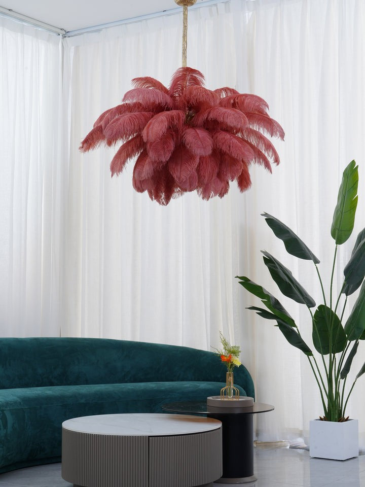 Luxury Ostrich Feather Chandelier Lighting Fixture