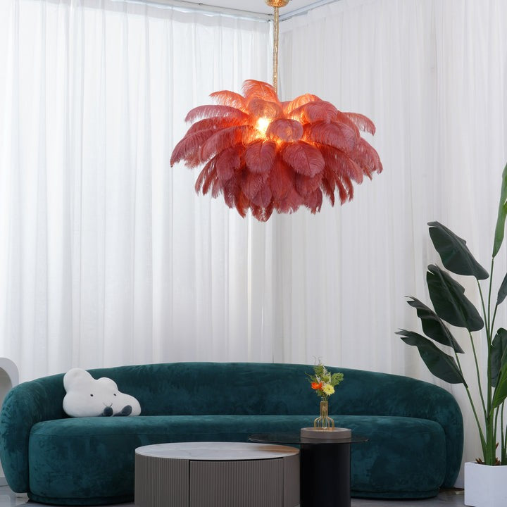 Luxury Ostrich Feather Chandelier Lighting Fixture