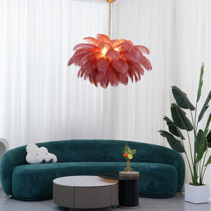 Luxury Ostrich Feather Chandelier Lighting Fixture